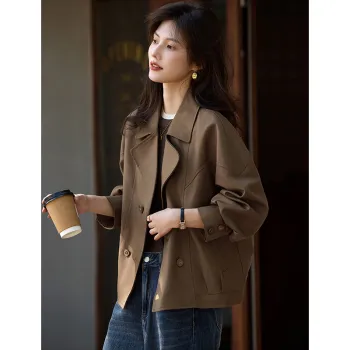 Like The Age Of Water Spring, Fall Trench Coat Regular Women's Coffee