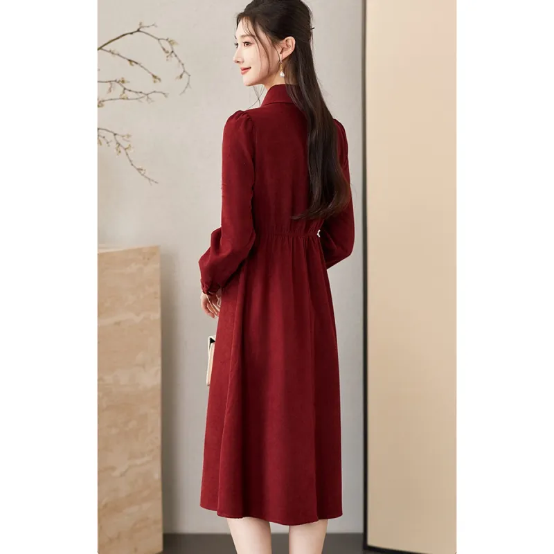 Like The Age Of Water Long Sleeved Dress Regular Women's Red-2