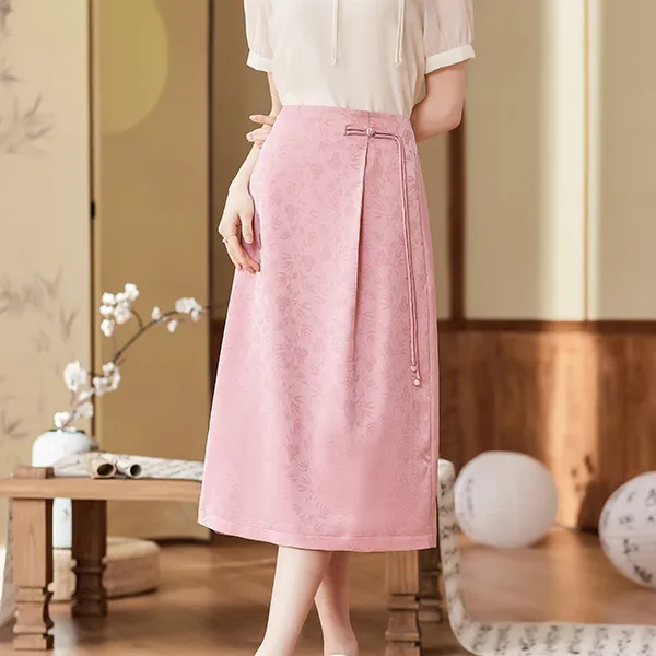 Like The Age Of Water Casual Long Skirt Women's Pink-2