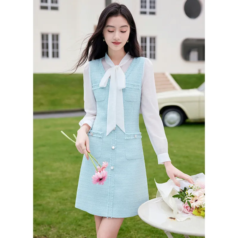 Like The Age Of Water Long-Sleeved Dresses Women's Blue-3
