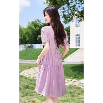 Like The Age Of Water Short Sleeved Dress Women's Purple