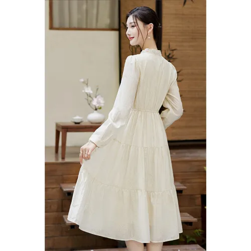 Like The Age Of Water Long Sleeved Dress Women's Beige