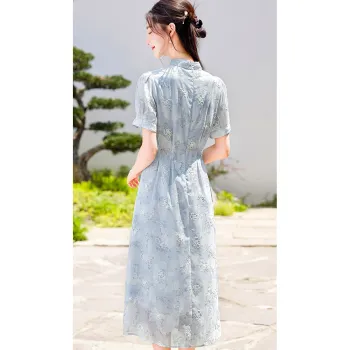 Like The Age Of Water Short Sleeved Dress Women's Blue