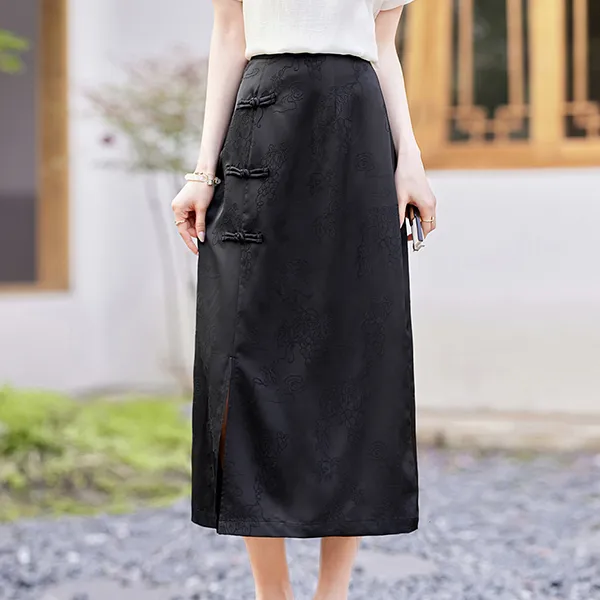 Like The Age Of Water Casual Long Skirt Women's Black-1