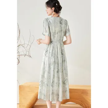 Like The Age Of Water Short Sleeved Dress Women's Blue Gray