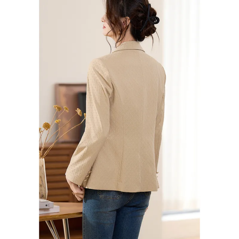 Like The Age Of Water Fall Velvet feel Coat Loose Fit Women's Khaki-0
