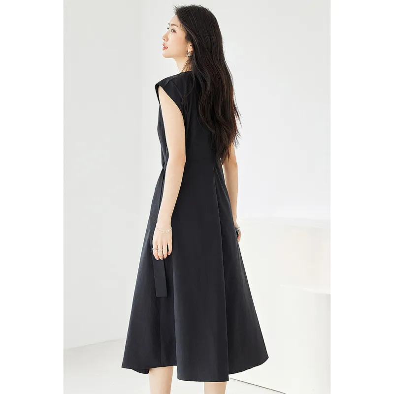 Like The Age Of Water Short Sleeved Dress Women's Black-4
