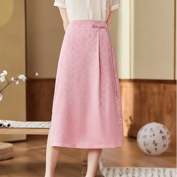 Like The Age Of Water Casual Long Skirt Women's Pink-3