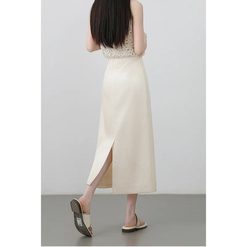 Like The Age Of Water Casual Long Skirt Women's Ecru-4