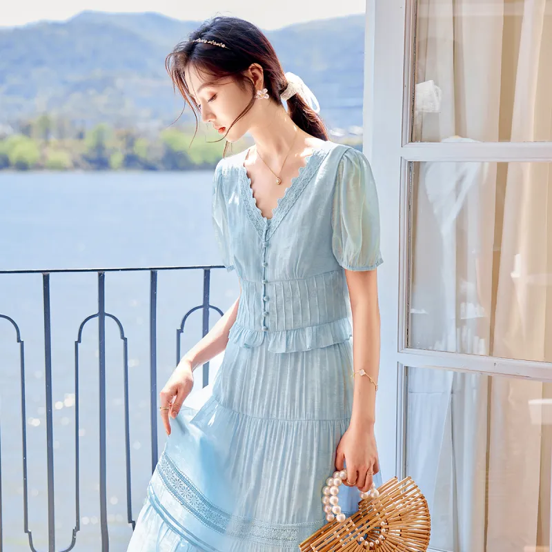 Like The Age Of Water Skirt Set Women's Blue-6