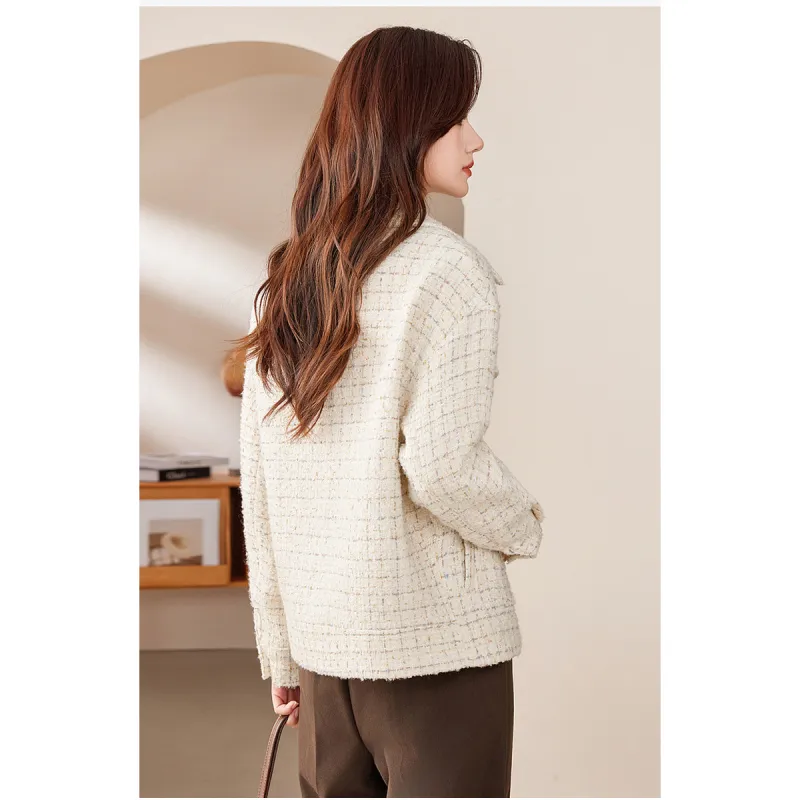 Like The Age Of Water Winter Velvet feel Coat Straight Women's Ecru-4