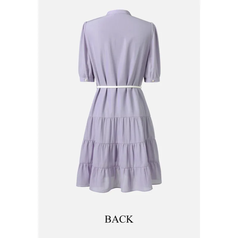 Like The Age Of Water Short Sleeved Dress Women's Purple-5