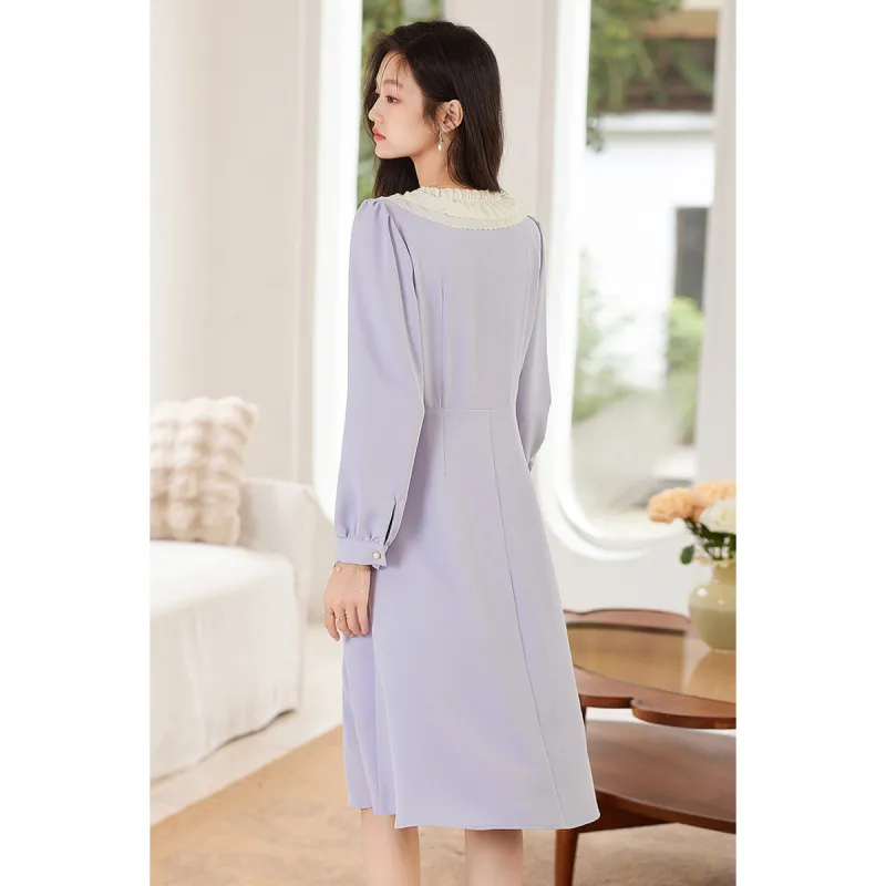 Like The Age Of Water Long Sleeved Dress Women's Purple-4