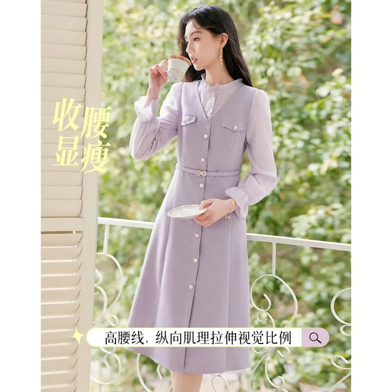 Like The Age Of Water Long Sleeved Dress Women's Purple-4