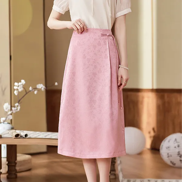 Like The Age Of Water Casual Long Skirt Women's Pink-4