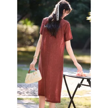 Like The Age Of Water Short Sleeved Dress Women's Red