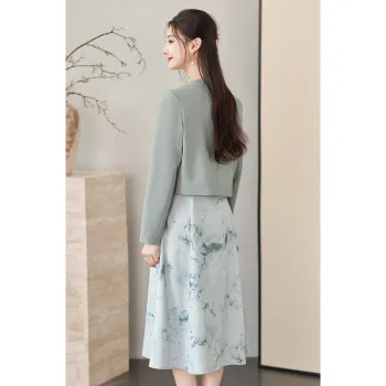Like The Age Of Water Long Sleeved Dress Women's Blue Gray