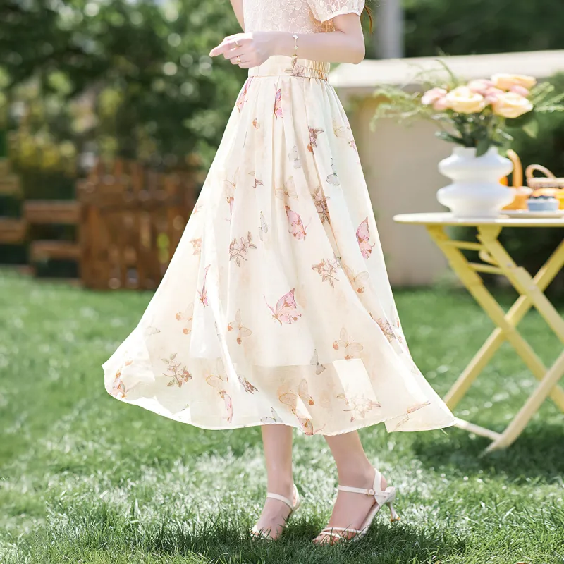 Like The Age Of Water Casual Long Skirt Women's Pink-3
