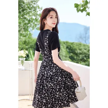 Like The Age Of Water Summer Short Sleeved Dress Women's Black