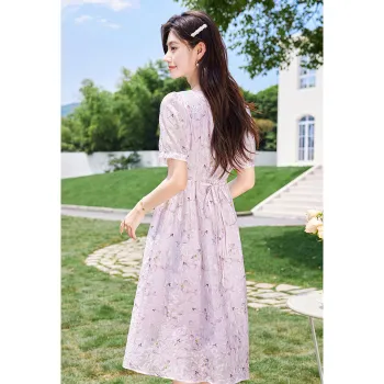 Like The Age Of Water Short Sleeved Dress Women's Purple
