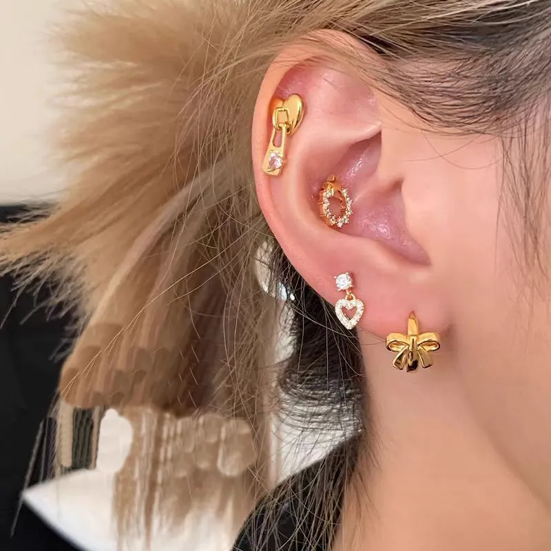 VERENA REINE Titanium Steel Stud Earrings Women's Gold-7