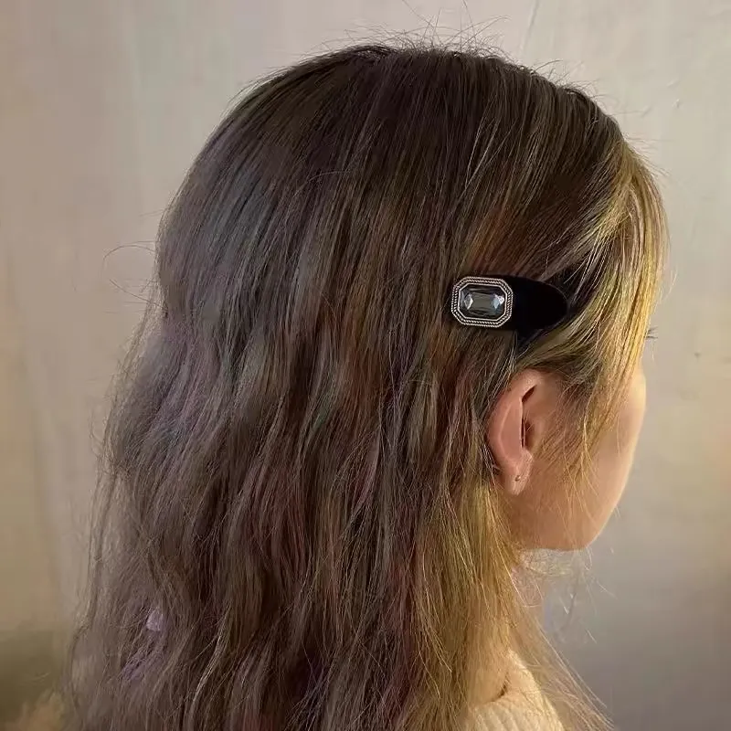 VERENA REINE Fabric Hair Clip Edge Clip Bangs Clip Women's Black-2