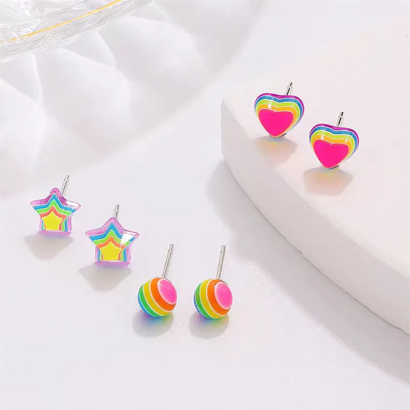 VERENA REINE Acrylic S925 Sterling Silver Stud Earrings Women's-3