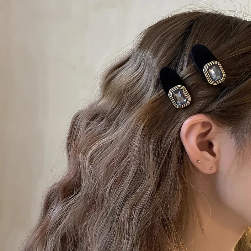 VERENA REINE Fabric Hair Clip Edge Clip Bangs Clip Women's Black-1