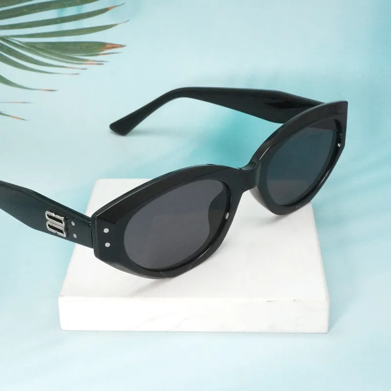 VERENA REINE Plate Frame Oval Sunglasses Unisex-3
