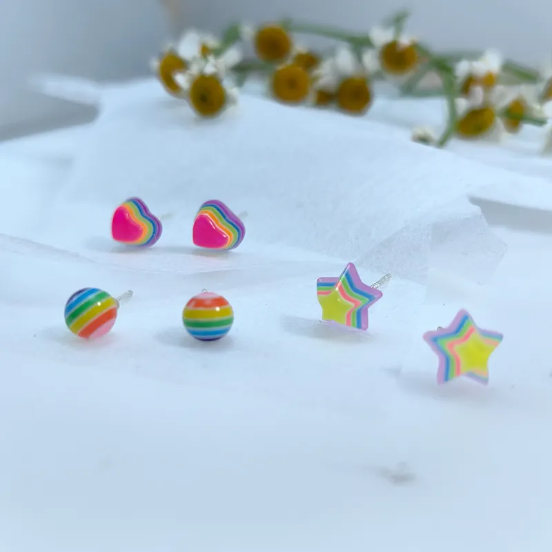 VERENA REINE Acrylic S925 Sterling Silver Stud Earrings Women's-5