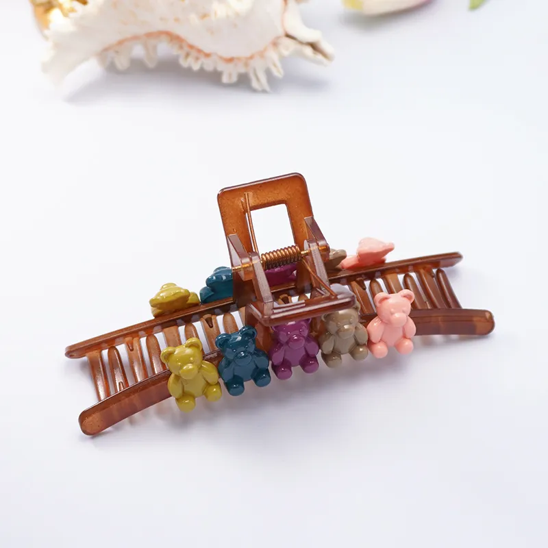 VERENA REINE Resin Hair Clips Women's Maillard Style Brown-3