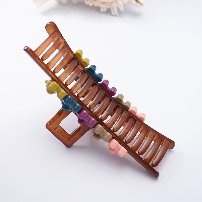 VERENA REINE Resin Hair Clips Women's Maillard Style Brown-4