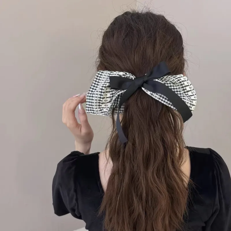 VERENA REINE Fabric Hair Tie Women's Black White-2