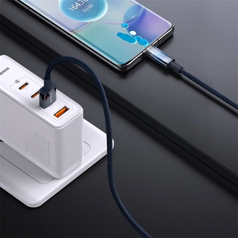 Baseus Type C To Type C USB A Explorer Collection Smart Power Bank Fast Charging Cable 100W 1/2 Meter Length-3