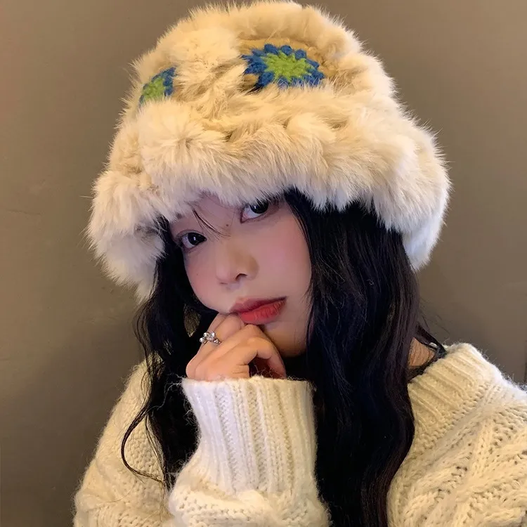 Yalu Preferred Rabbit Fur Beanies Women's-4