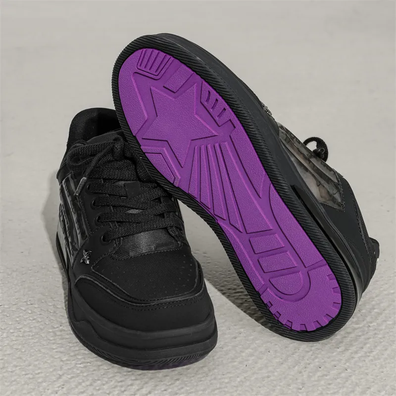 Mo Xu Small Sailboat Slip Resistant Low Top Skateboard Shoes Unisex Black-2