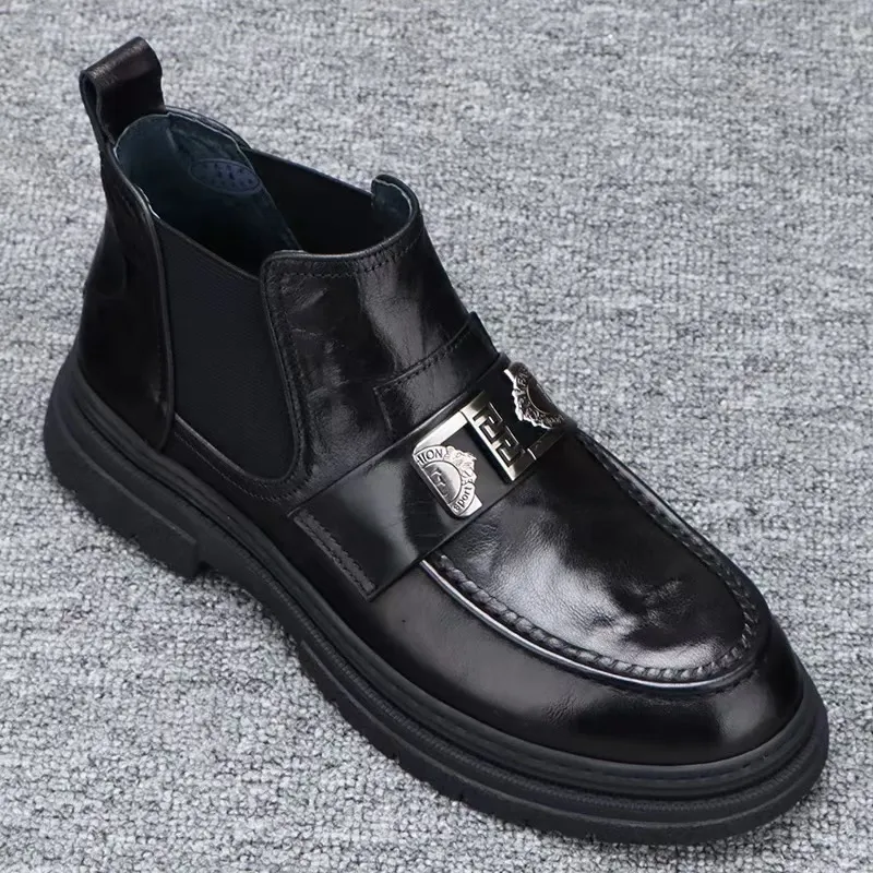 Mo Xu Short Chelsea Boots Men's Black-2