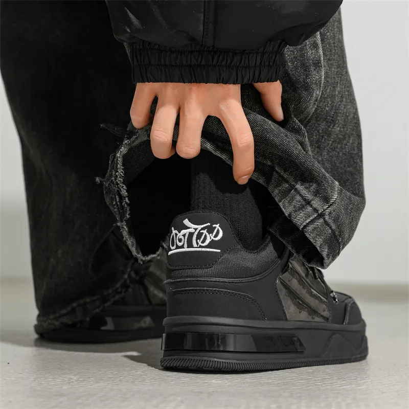 Mo Xu Small Sailboat Slip Resistant Low Top Skateboard Shoes Unisex Black-6
