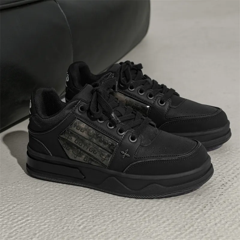 Mo Xu Small Sailboat Slip Resistant Low Top Skateboard Shoes Unisex Black-4