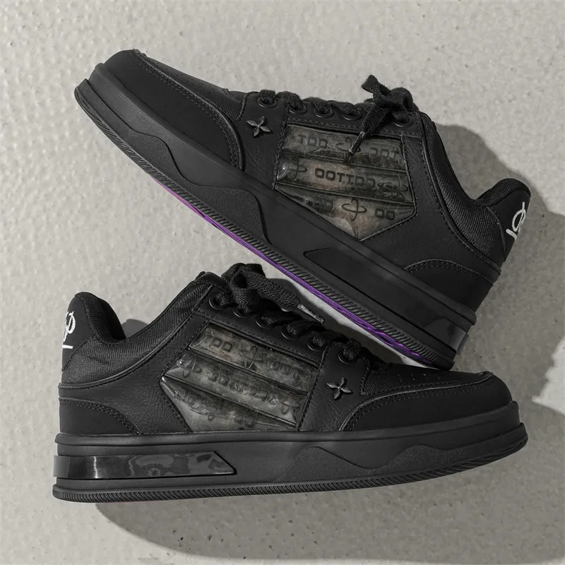 Mo Xu Small Sailboat Slip Resistant Low Top Skateboard Shoes Unisex Black-3