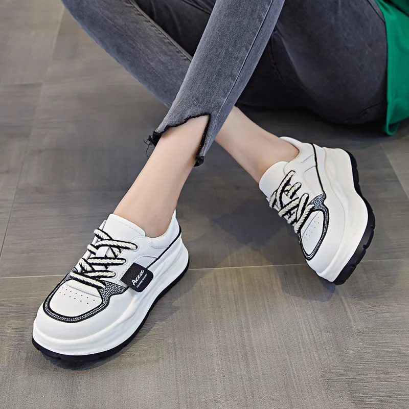 ACESC Low Top Skateboard Shoes 5cm Women's Beige Black-8