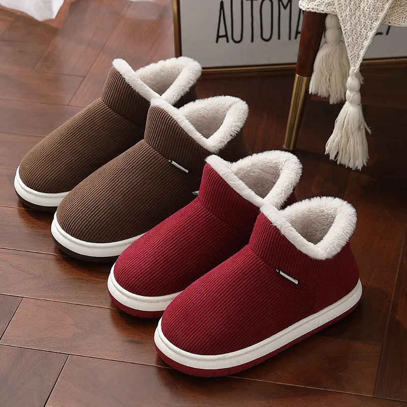 ECAC Seniors Viscose Slippers Winter Slip Resistant Indoor Home Platform Plush Bag With Snow Boots-1