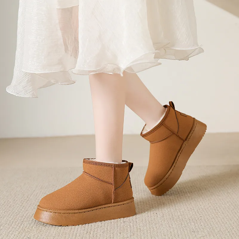 ECAC Fall And Winter Insulated Cotton Slippers Platform Snow Boots, Home Slippers-2