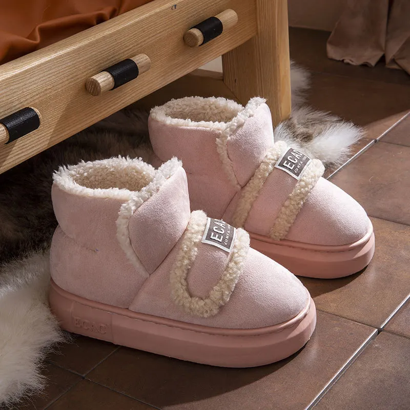 ECAC Cotton Slipper Winter With Back Support Indoor Home Warm Padded Shoes Slip Resistant Platform Fleece Lined-9