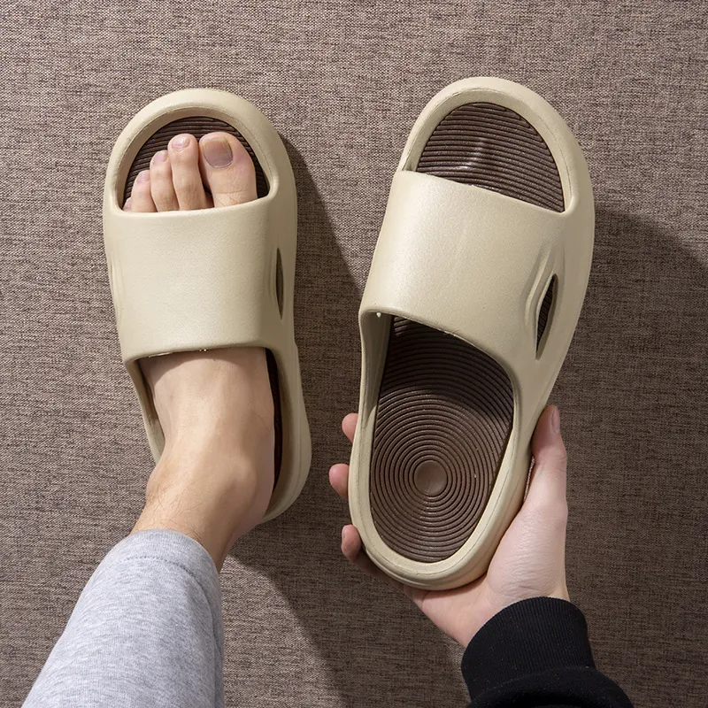 ECAC Women's Indoor Home Summer Platform Squashy And Bouncy Feeling Bathroom Slip Resistant Bathing Slippers-3