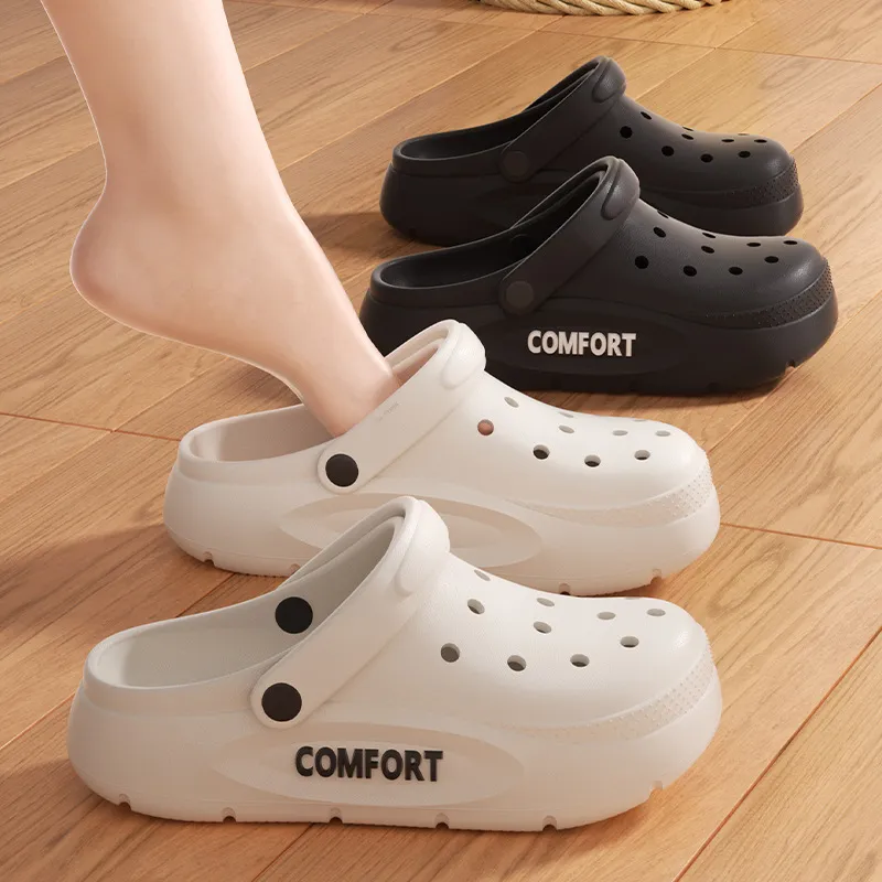 ECAC Platform Clogs Summer Height Increasing Slip Resistant Closed Toe Slippers-1