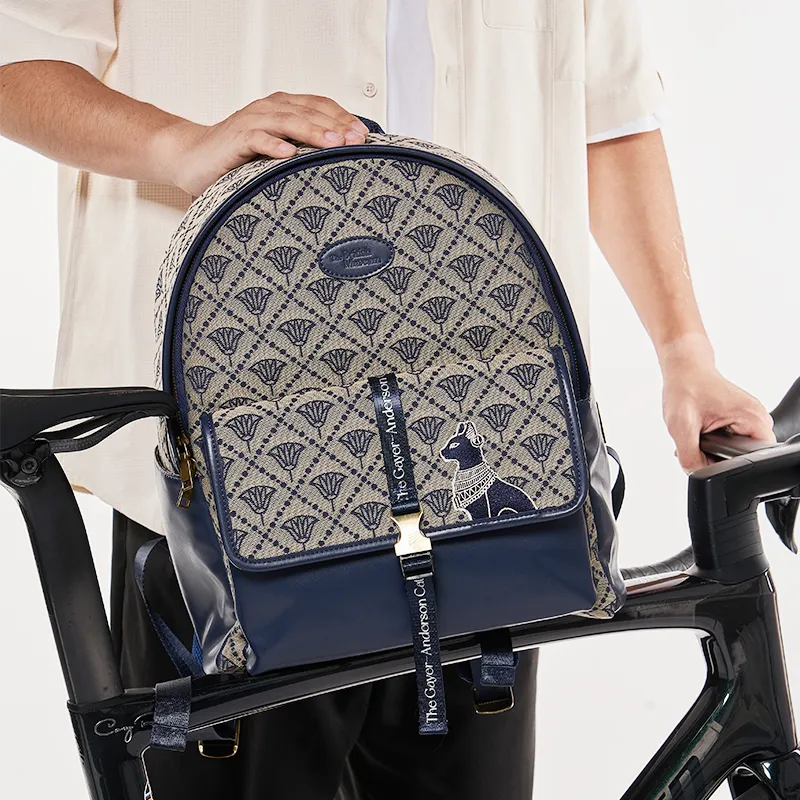 The British Museum Backpacks Lotus Pattern Blue-4