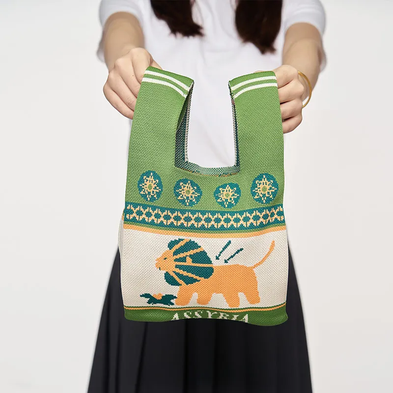 The British Museum Polyester Handbag Regular Unisex Green & White-3