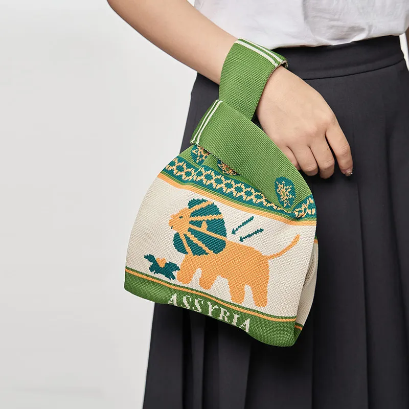 The British Museum Polyester Handbag Regular Unisex Green & White-1