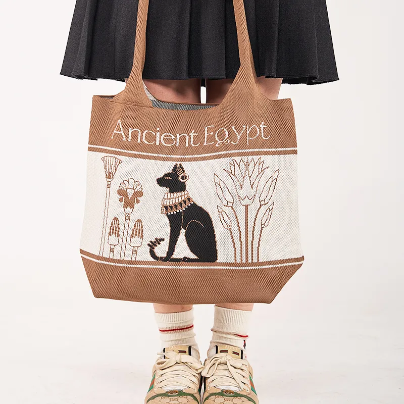 The British Museum High Elastic Line Shoulder Bag Regular Women's Cute Cat Design-2